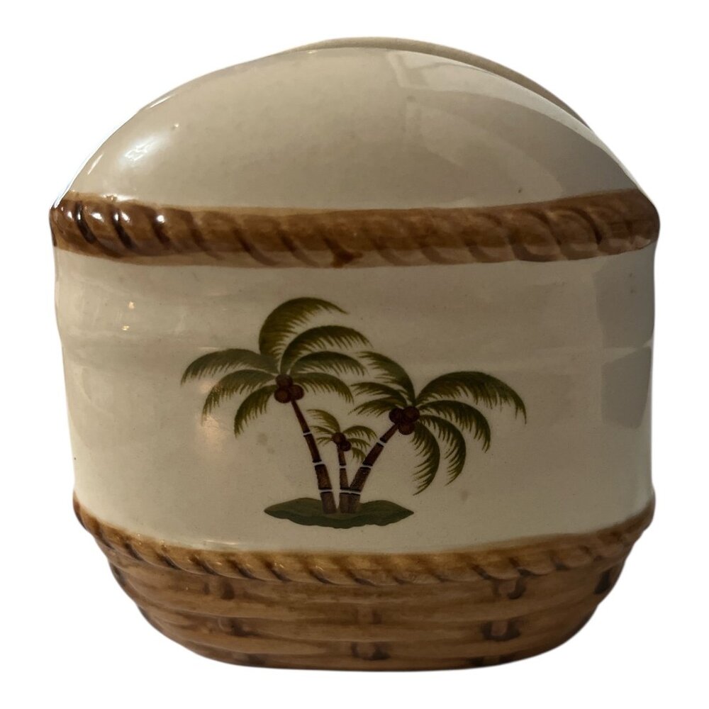 Vintage Palm Tree Ceramic Napkin Holder Alco Industries Tropical Island Table De